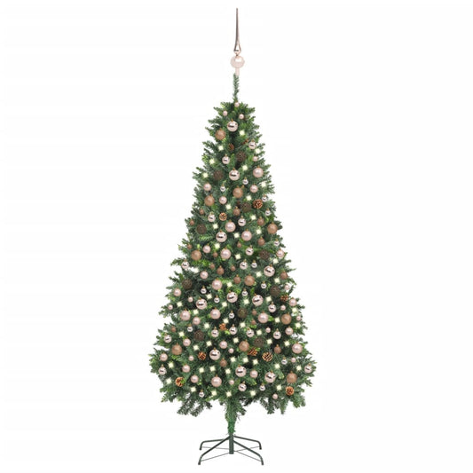 Kunstkerstboom Met Led's, Kerstballen En Dennenappels 210 Cm