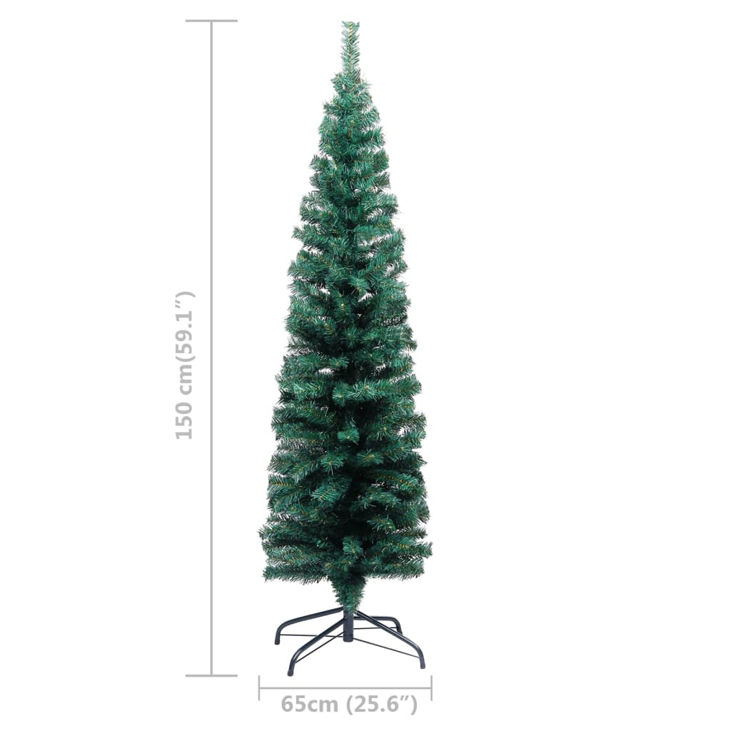Kunstkerstboom Met Led's En Kerstballen Smal 150 Cm Groen