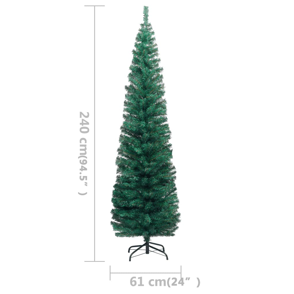 Kunstkerstboom Met Led's En Kerstballen Smal 240 Cm Groen