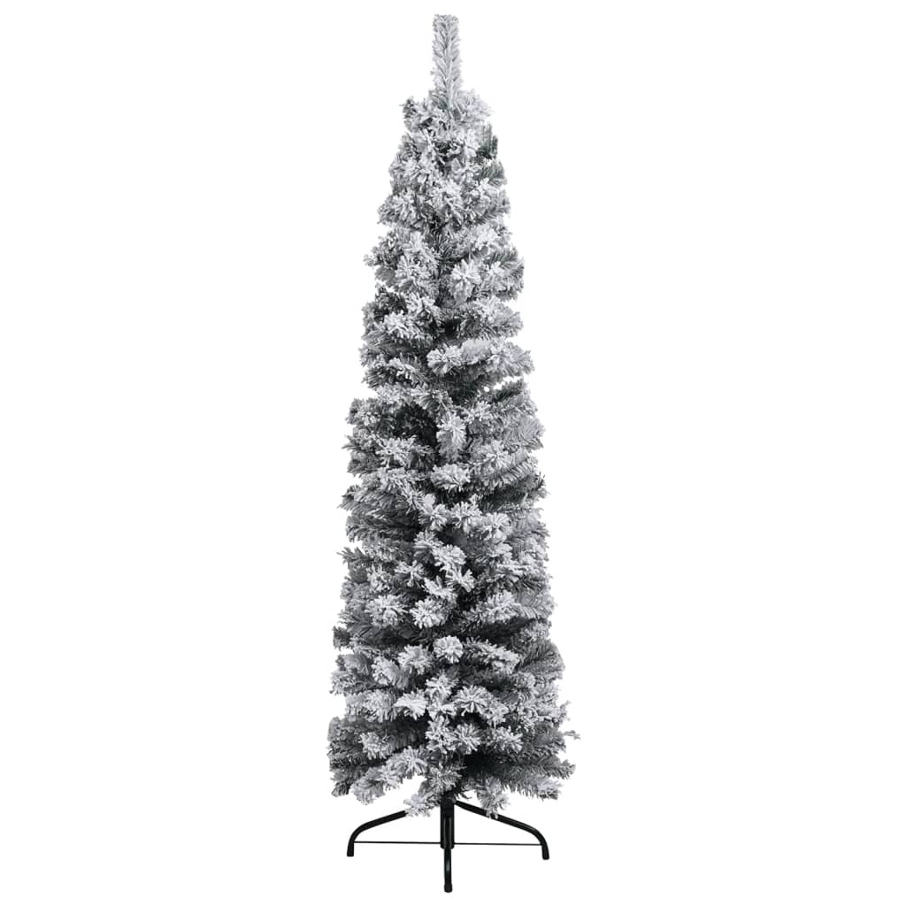 Kerstboom Met Led's, Kerstballen En Sneeuw Smal 120 Cm Groen