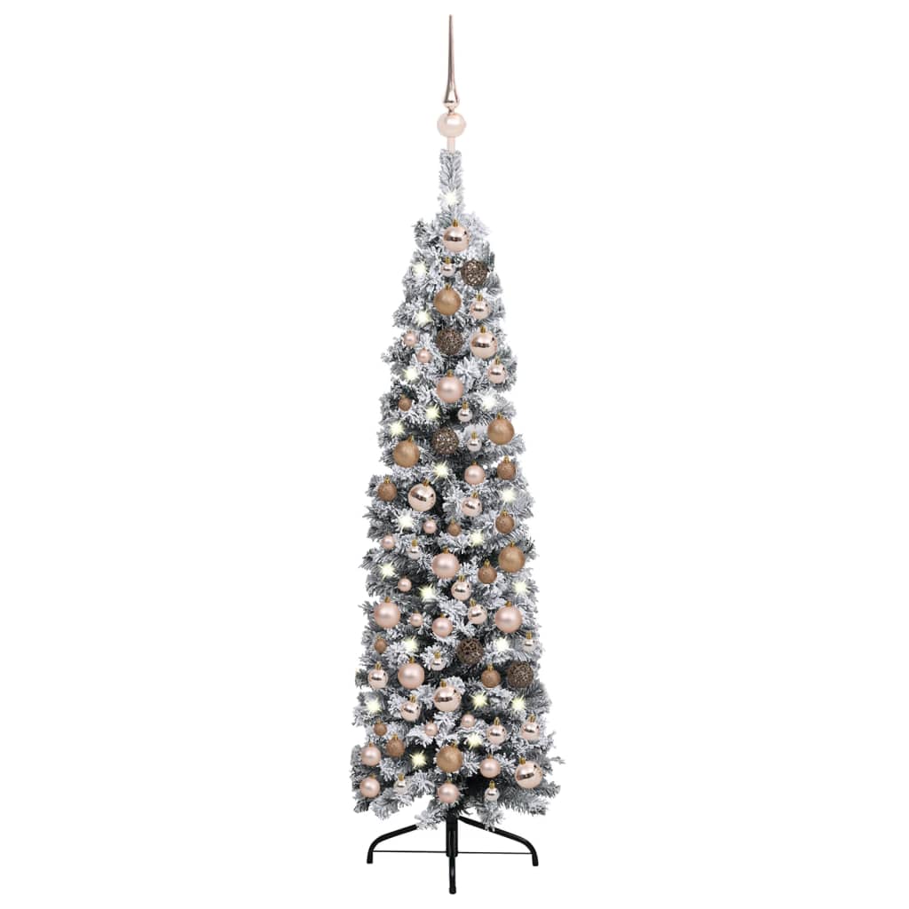 Kunstkerstboom Met Led's En Kerstballen Smal 150 Cm Groen
