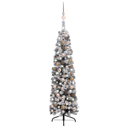 Kunstkerstboom Met Led's En Kerstballen Smal 150 Cm Groen
