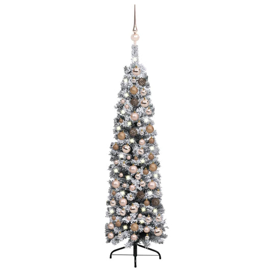 Kunstkerstboom Met Led's En Kerstballen Smal 150 Cm Groen