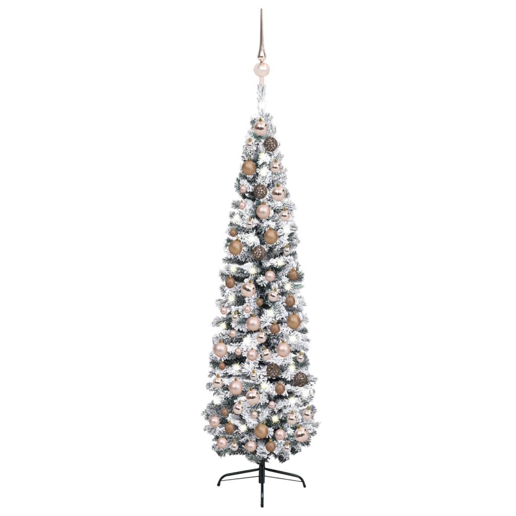 Kunstkerstboom Met Led's En Kerstballen Smal 180 Cm Groen