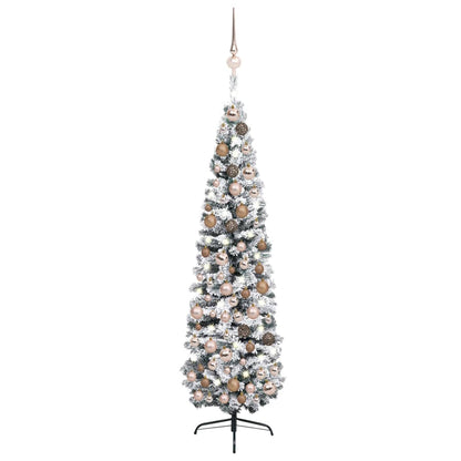 Kunstkerstboom Met Led's En Kerstballen Smal 180 Cm Groen