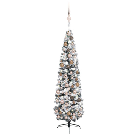 Kunstkerstboom Met Led's En Kerstballen Smal 180 Cm Groen
