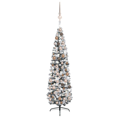 Kunstkerstboom Met Led's En Kerstballen Smal 210 Cm Groen