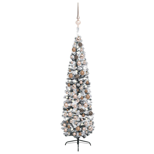 Kunstkerstboom Met Led's En Kerstballen Smal 210 Cm Groen