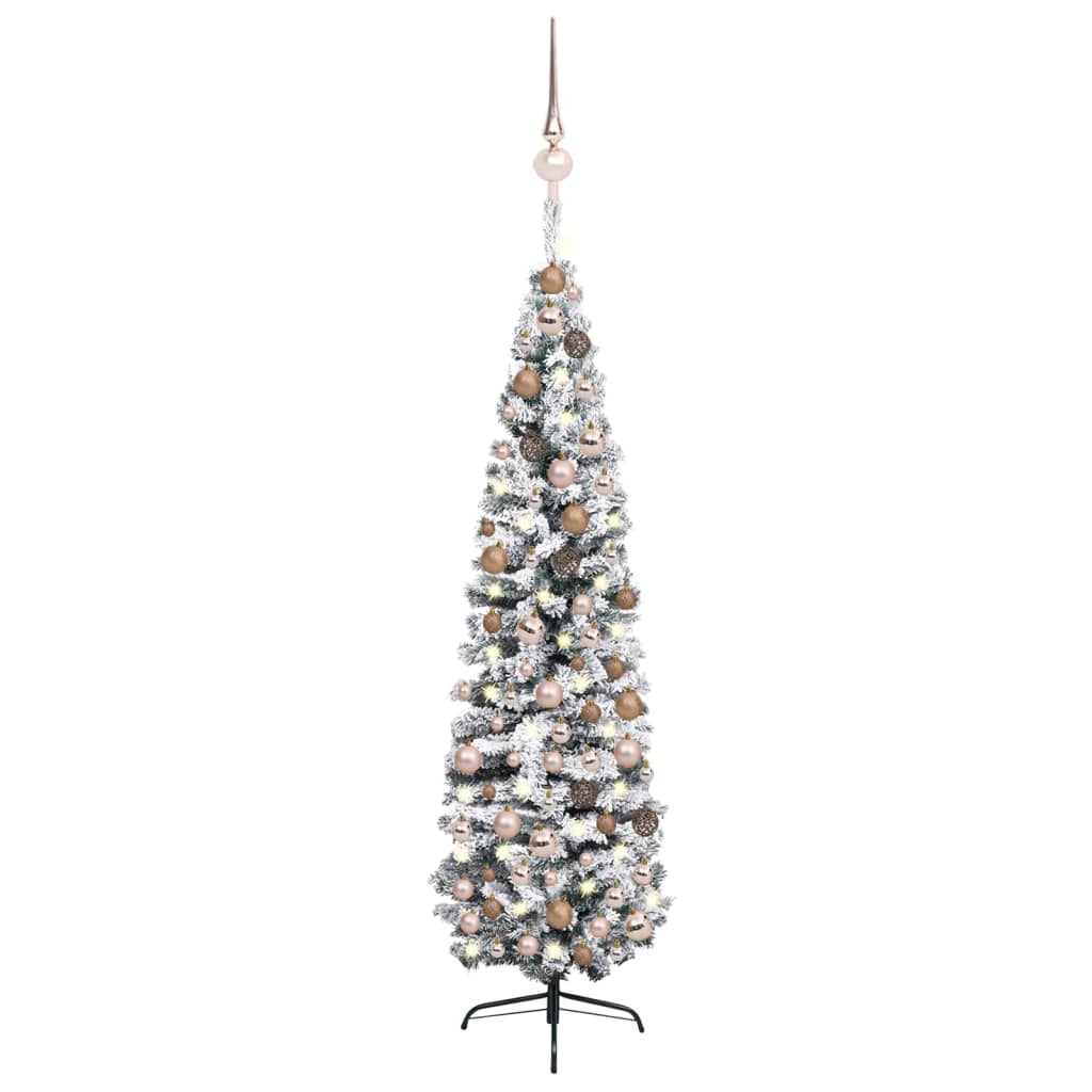 Kunstkerstboom Met Led's En Kerstballen Smal 240 Cm Groen