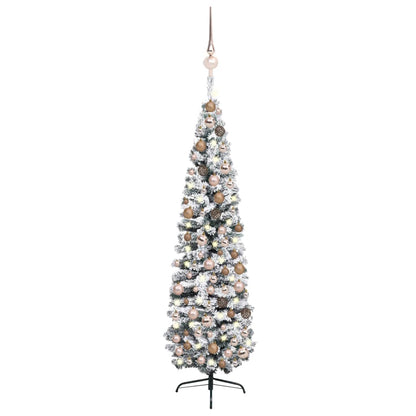 Kunstkerstboom Met Led's En Kerstballen Smal 240 Cm Groen