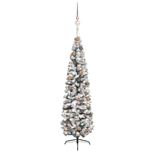 Kunstkerstboom Met Led's En Kerstballen Smal 240 Cm Groen