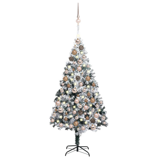 Kunstkerstboom Met Led's En Kerstballen 180 Cm Pvc Groen