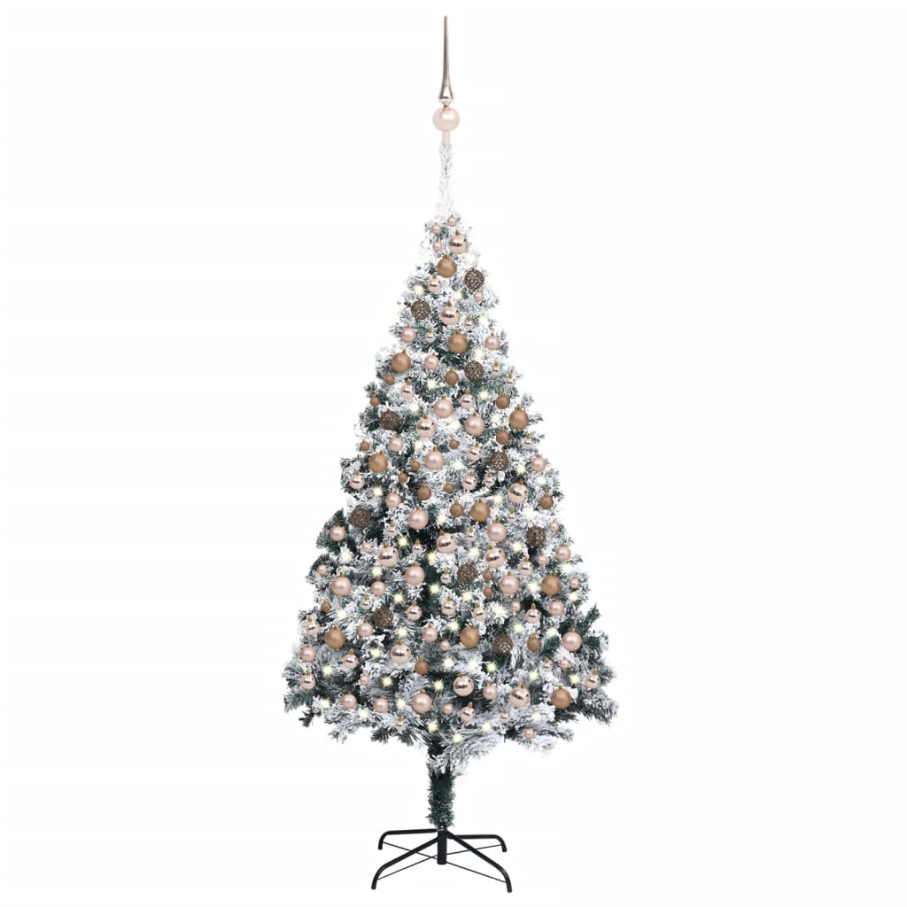 Kunstkerstboom Met Led's En Kerstballen 210 Cm Pvc Groen