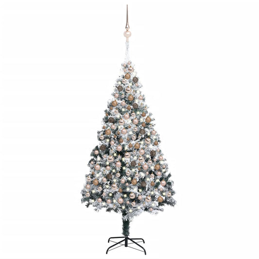 Kunstkerstboom Met Led's En Kerstballen 210 Cm Pvc Groen
