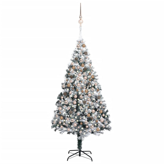 Kunstkerstboom Met Led's En Kerstballen 240 Cm Pvc Groen