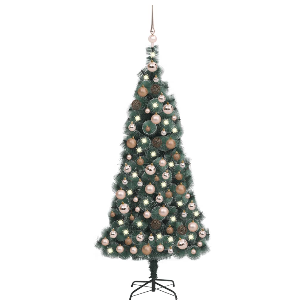 Kunstkerstboom Met Led's En Kerstballen 120 Cm Pvc En Pe Groen