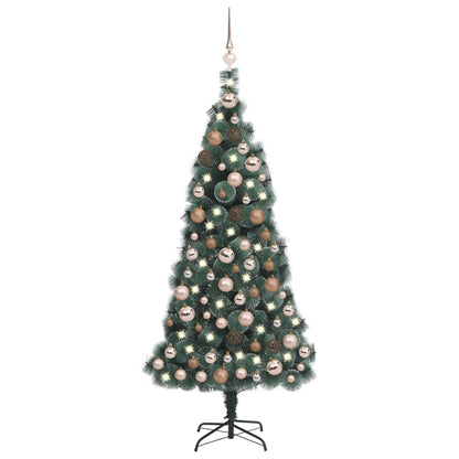 Kunstkerstboom Met Led's En Kerstballen 120 Cm Pvc En Pe Groen