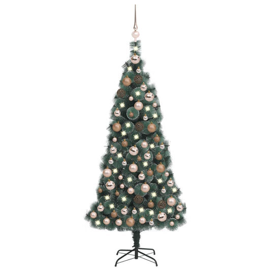 Kunstkerstboom Met Led's En Kerstballen 120 Cm Pvc En Pe Groen