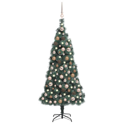 Kunstkerstboom Met Led's En Kerstballen 150 Cm Pvc En Pe Groen