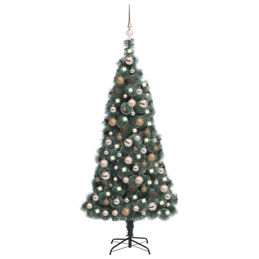 Kunstkerstboom Met Led's En Kerstballen 150 Cm Pvc En Pe Groen