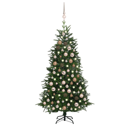Kunstkerstboom Met Led's En Kerstballen 180 Cm Pvc En Pe Groen
