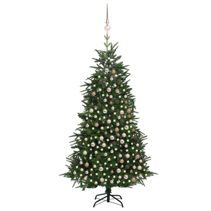 Kunstkerstboom Met Led's En Kerstballen 210 Cm Pvc En Pe Groen