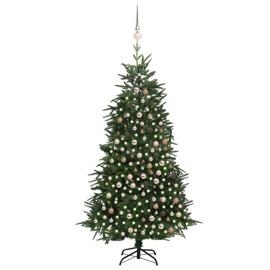 Kunstkerstboom Met Led's En Kerstballen 210 Cm Pvc En Pe Groen
