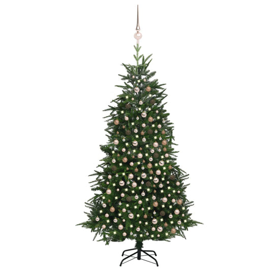 Kunstkerstboom Met Led's En Kerstballen 240 Cm Pvc En Pe Groen