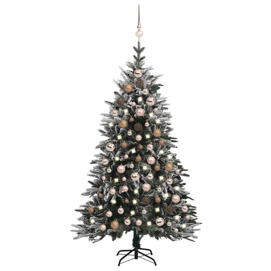 Kunstkerstboom Met Led's, Kerstballen En Sneeuw 150 Cm Pvc Pe