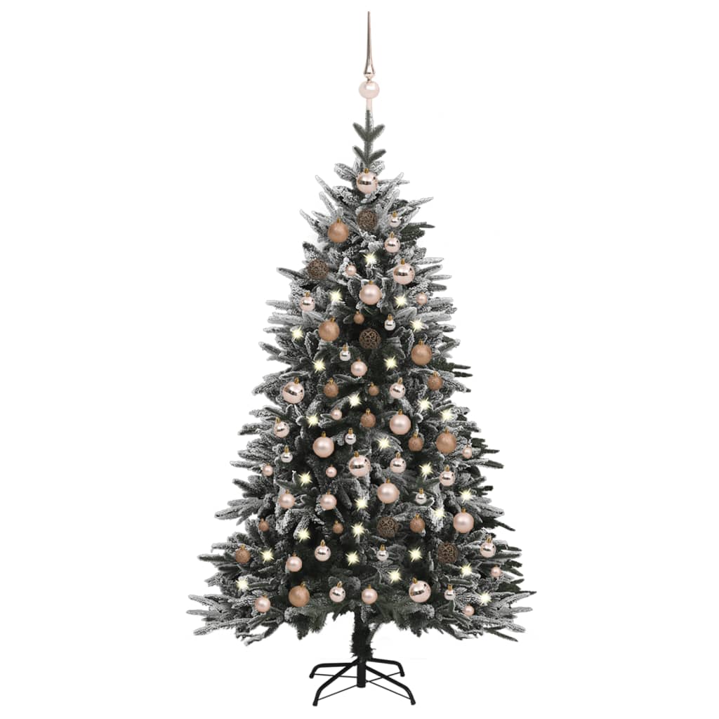 Kunstkerstboom Met Led's, Kerstballen En Sneeuw 180 Cm Pvc Pe
