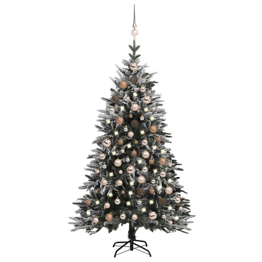 Kunstkerstboom Met Led's, Kerstballen En Sneeuw 180 Cm Pvc Pe