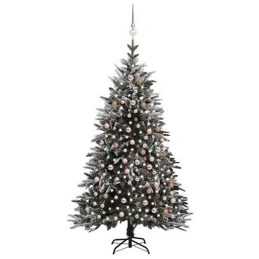 Kunstkerstboom Met Led's, Kerstballen En Sneeuw 210 Cm Pvc Pe
