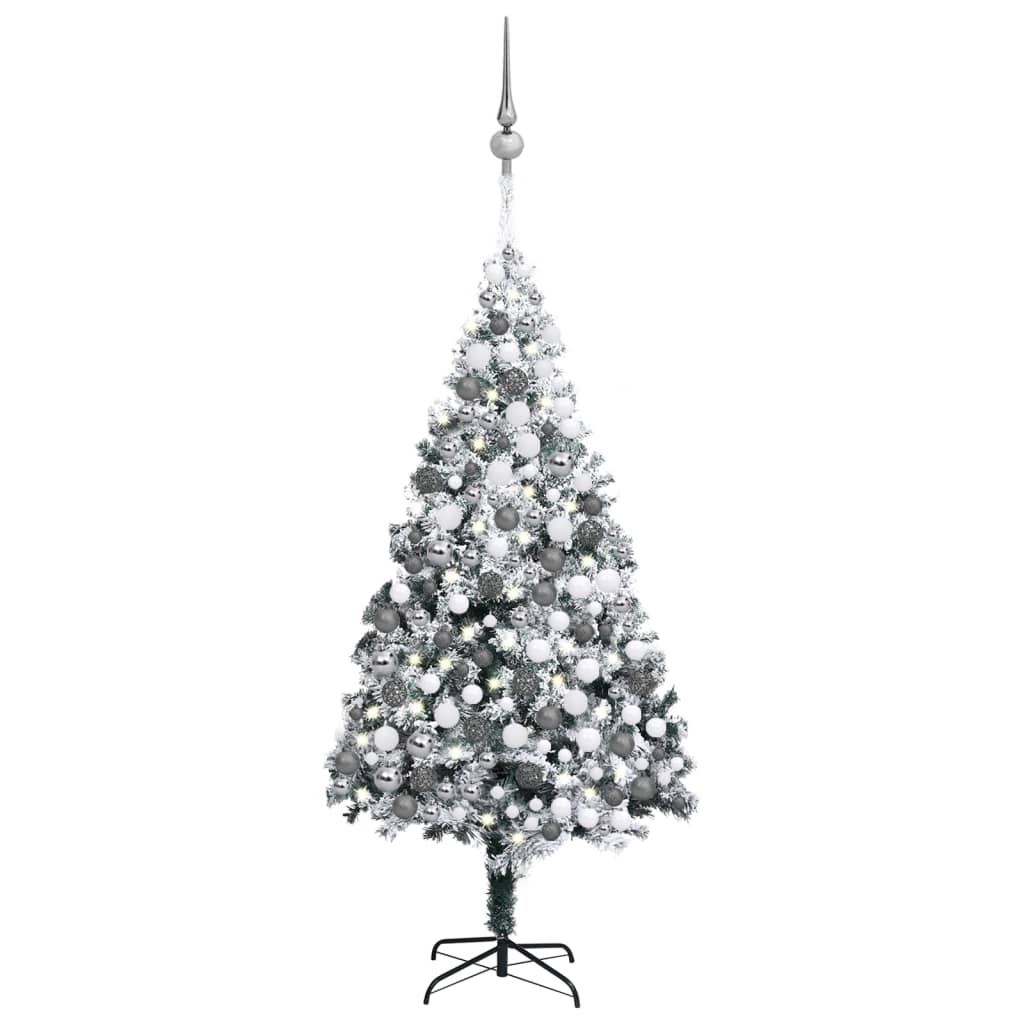 Kunstkerstboom Met Led's, Kerstballen En Sneeuw 300 Cm Groen