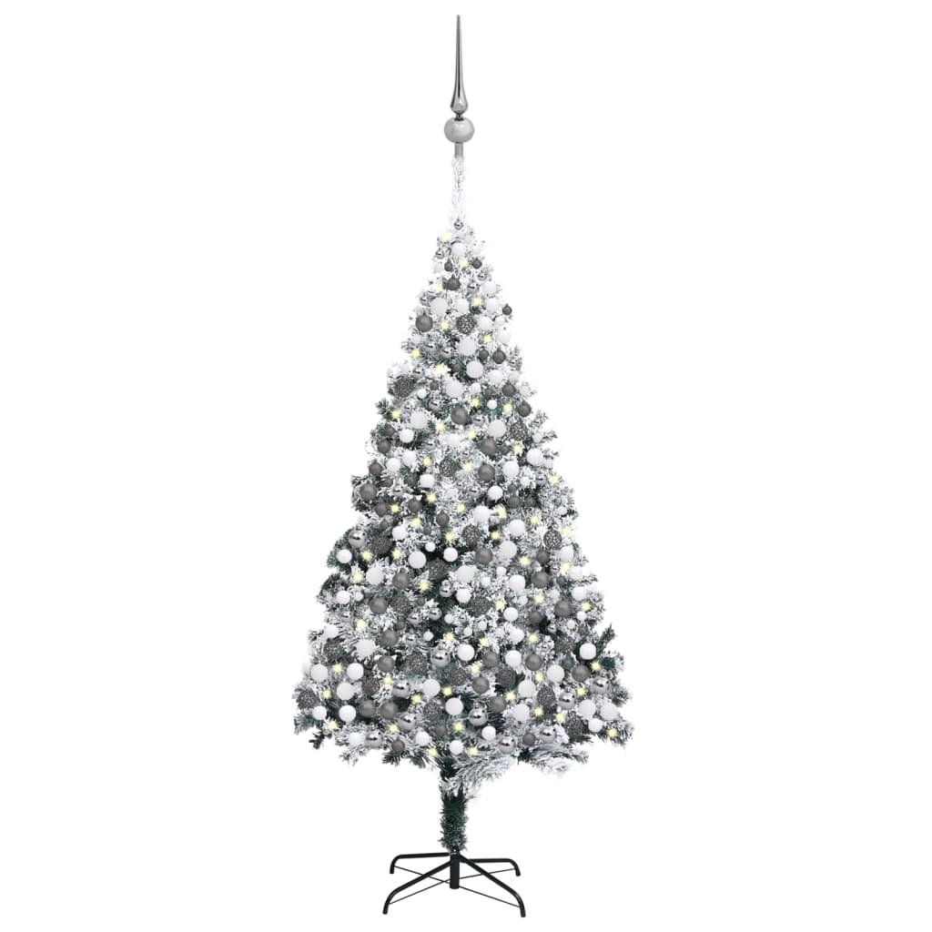 Kunstkerstboom Met Led's, Kerstballen En Sneeuw 400 Cm Groen