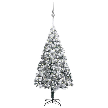 Kunstkerstboom Met Led's, Kerstballen En Sneeuw 400 Cm Groen