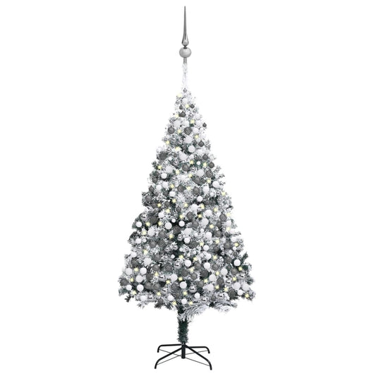 Kunstkerstboom Met Led's, Kerstballen En Sneeuw 400 Cm Groen