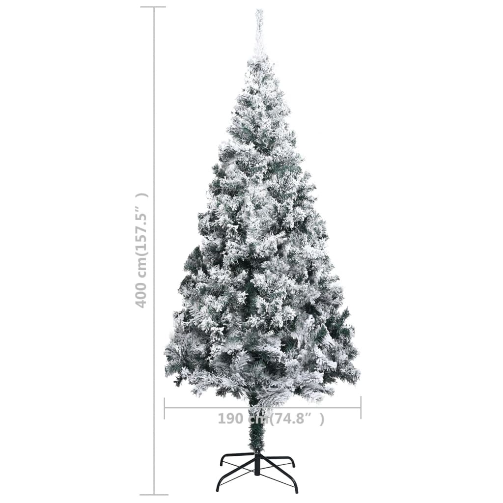 Kunstkerstboom Met Led's, Kerstballen En Sneeuw 400 Cm Groen