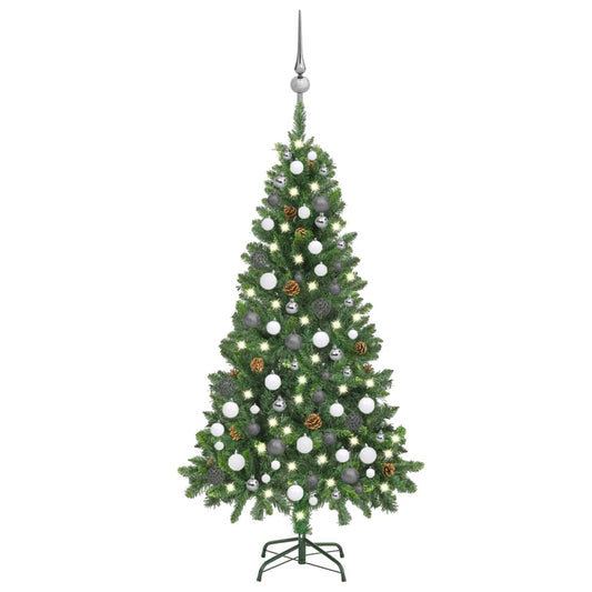 Kunstkerstboom Met Led's, Kerstballen En Dennenappels 150 Cm