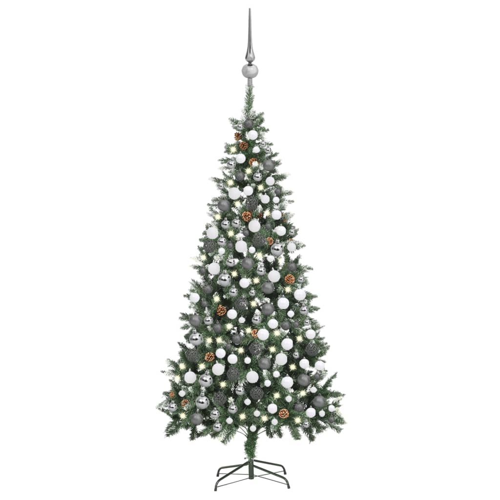 Kunstkerstboom Met Led's, Kerstballen En Dennenappels 210 Cm