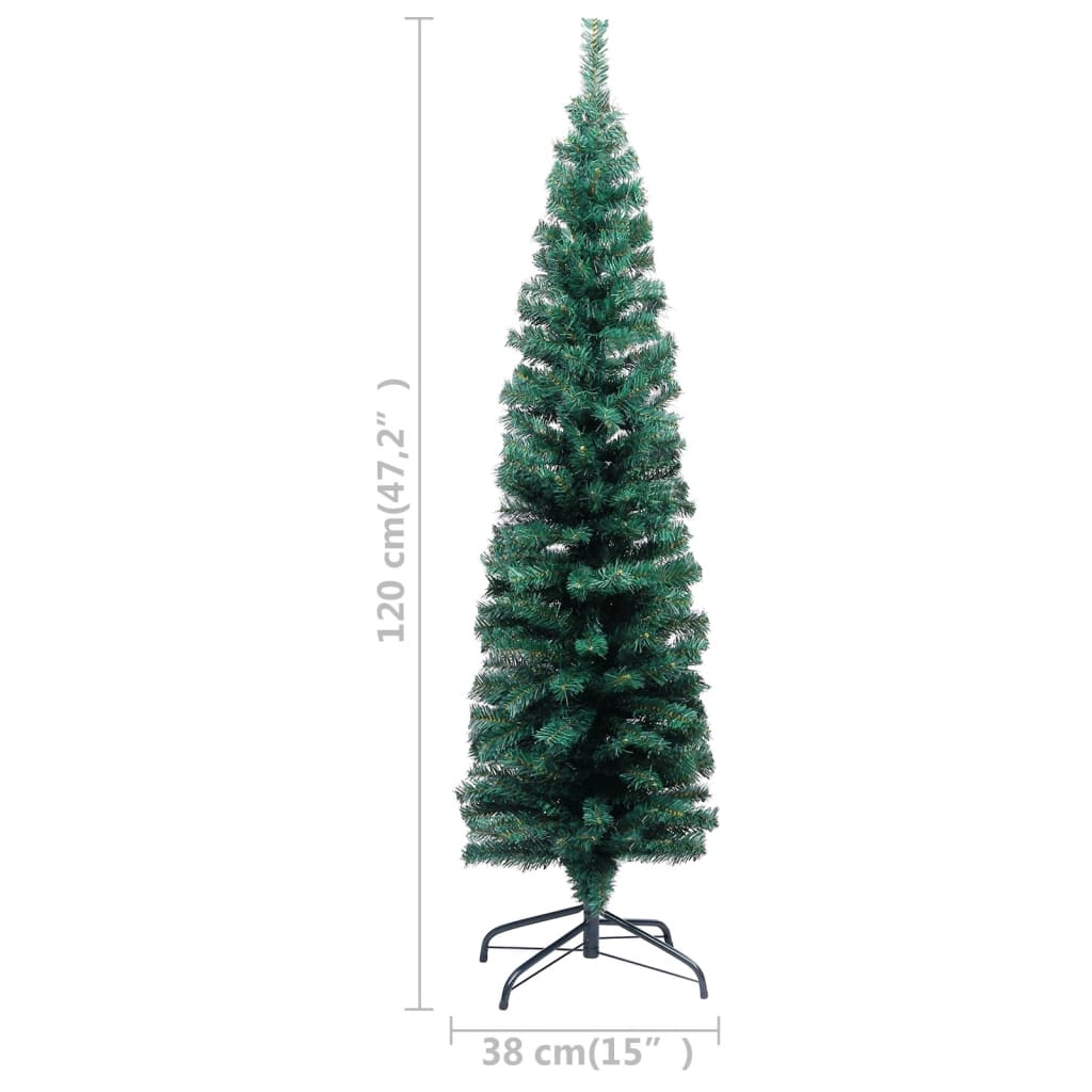 Kunstkerstboom Met Led's En Kerstballen Smal 120 Cm Groen