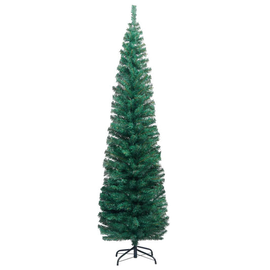 Kunstkerstboom Met Led's En Kerstballen Smal 210 Cm Groen