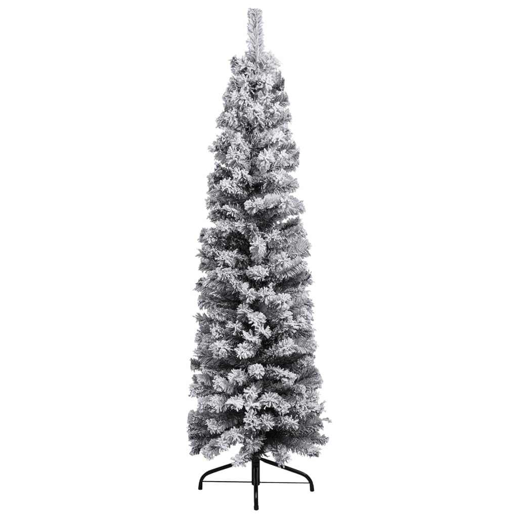 Kerstboom Met Led's, Kerstballen En Sneeuw Smal 120 Cm Groen