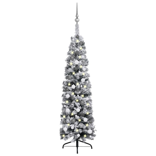 Kunstkerstboom Met Led's En Kerstballen Smal 150 Cm Groen