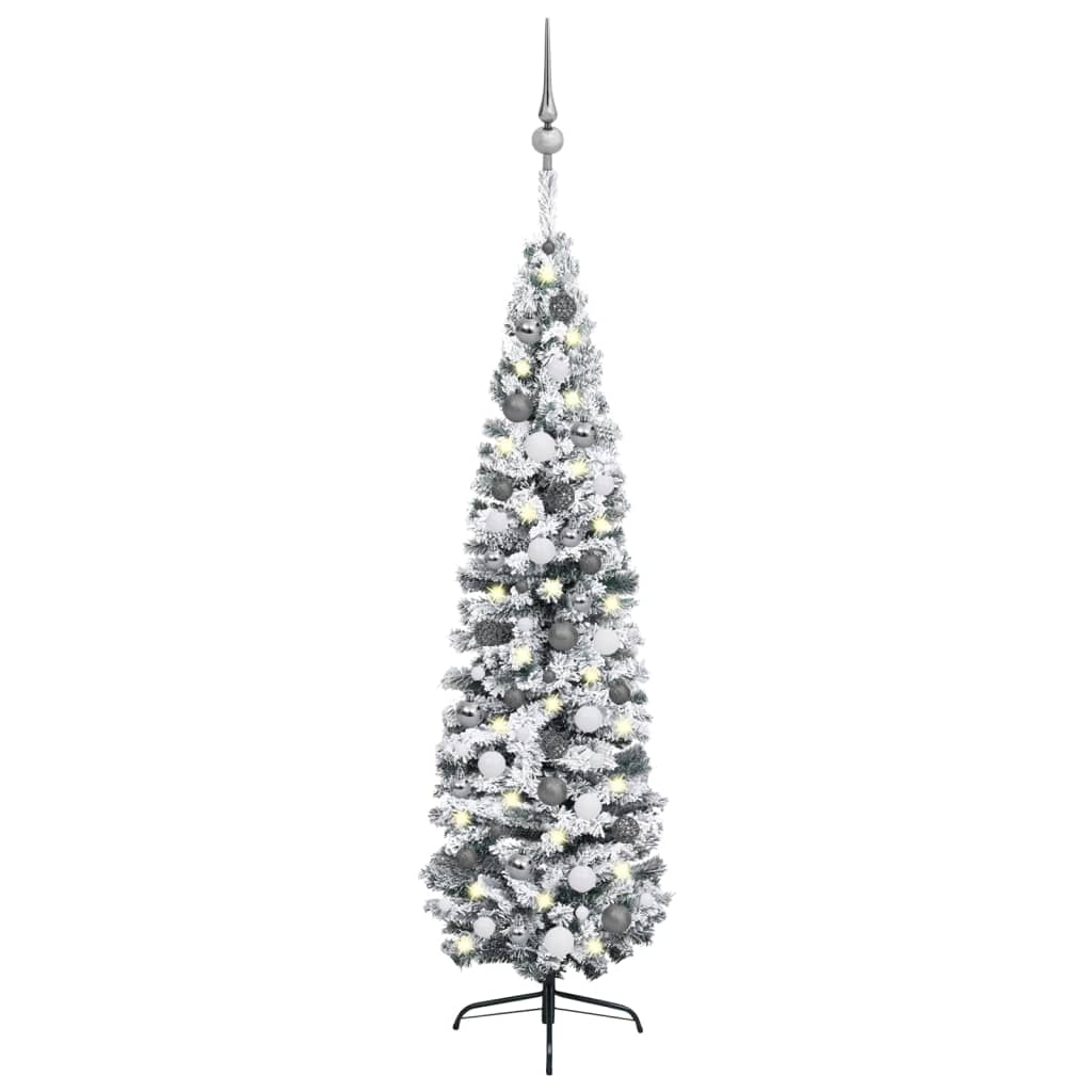 Kunstkerstboom Met Led's En Kerstballen Smal 180 Cm Groen