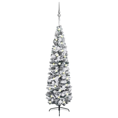 Kunstkerstboom Met Led's En Kerstballen Smal 180 Cm Groen