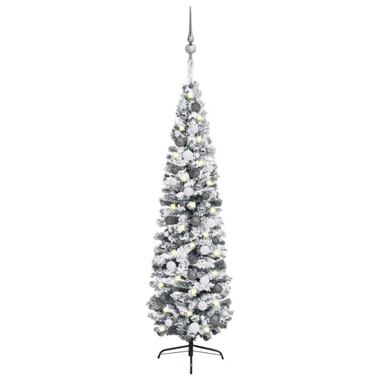 Kunstkerstboom Met Led's En Kerstballen Smal 180 Cm Groen