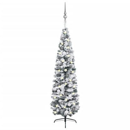 Kunstkerstboom Met Led's En Kerstballen Smal 210 Cm Groen