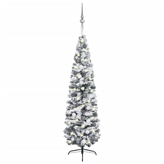Kunstkerstboom Met Led's En Kerstballen Smal 210 Cm Groen