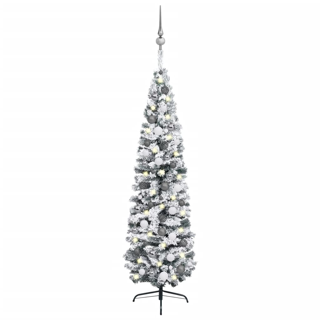 Kunstkerstboom Met Led's En Kerstballen Smal 240 Cm Groen