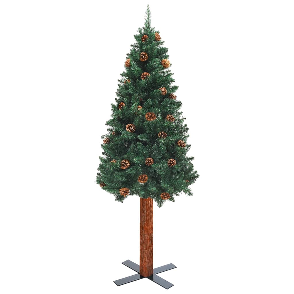 Kerstboom Met Led's En Kerstballen Smal 150 Cm Pvc Groen